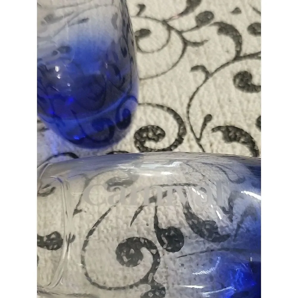Set of 2  Canival Cruise Line Blue Ombre Shot Glasses